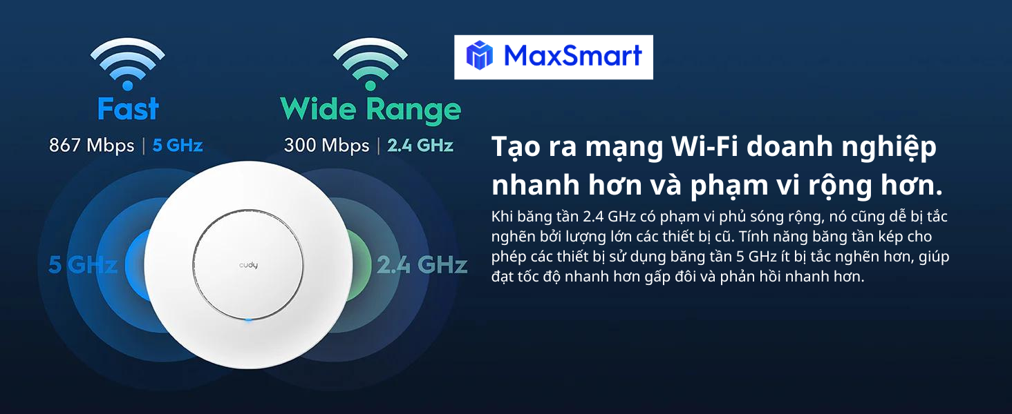 img src=”https://maxsmart.vn/wp-content/uploads/2024/09/AP1300-maxsmart78.png” alt=”AP1300 hoạt động trên 2 băng tầng 5Ghz và 2.4Ghz”