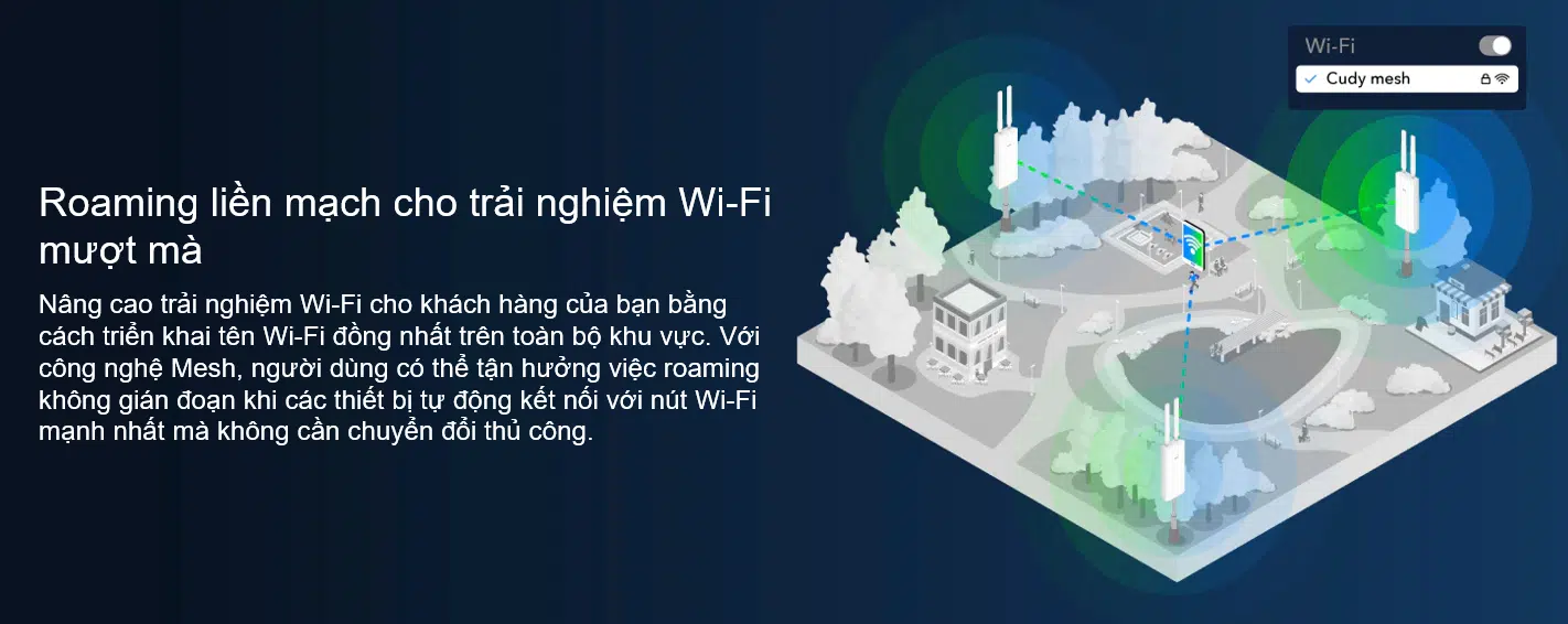 img data-src=”https://maxsmart.vn/wp-content/uploads/2024/09/Cudy-AP3000-Outdoor_Maxsmart11.png” alt=”Mạng lưới mesh roaming mượt mà”