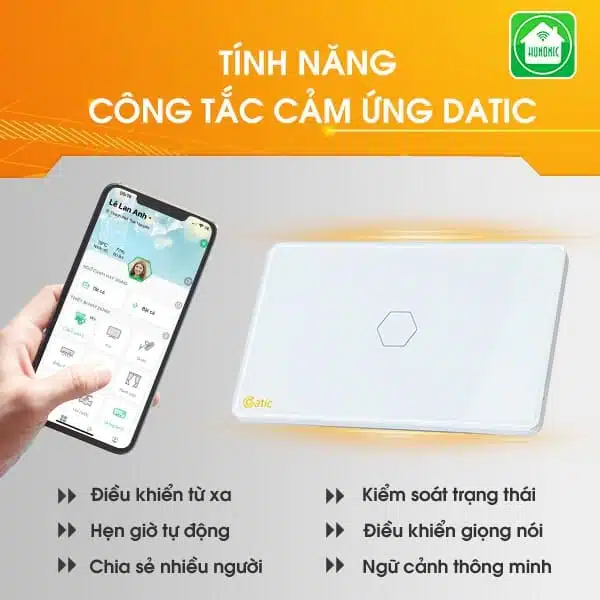 Công tắc cảm ứng 1 nút điều khiển từ xa dễ dàng