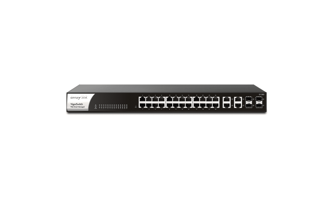 Draytek VigorSwitch G1282 Switch 24 port 1Gb L2+, 4 LAN/SFP combo Uplink, managed