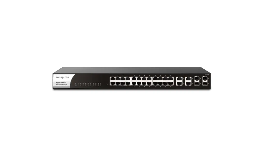 Draytek VigorSwitch G1282 – Switch 24 port 1Gb L2+, 4 LAN/SFP combo Uplink, Managed