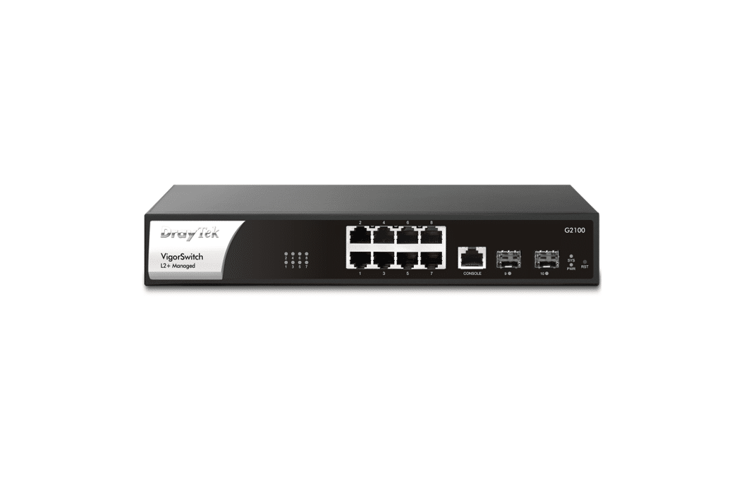 Draytek VigorSwitch G2100 Switch 8 port 1Gb L2+ managed, 2 SFP