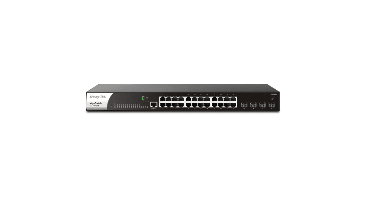 Draytek VigorSwitch G2282x Switch 24 port 1Gb L2+, 4 SFP+ 10Gb Uplink, Managed