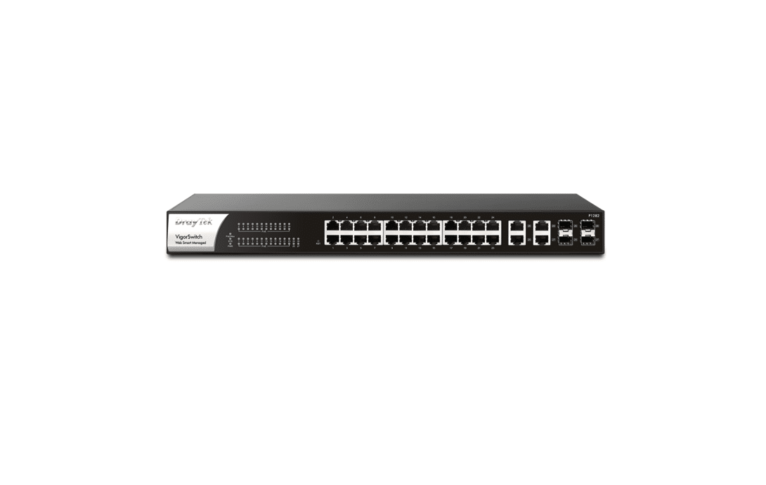 Draytek VigorSwitch P1282 Switch PoE 24 port 1Gb, 4 Lan/SFP combo Uplink, L2+, 400W, Managed