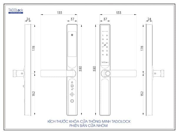 Kích thước khóa TadoLock