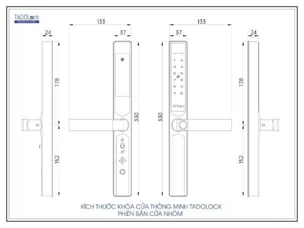 Kích thước khóa TadoLock