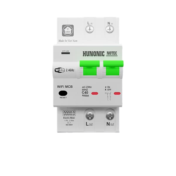 Aptomat đo năng lượng Hunonic Notec Cầu dao thông minh