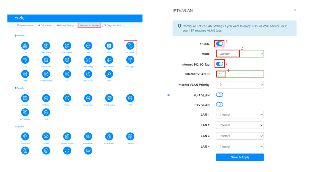 VLAN internet