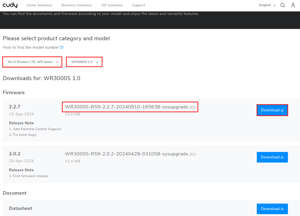 tải firmware trên web của hãng 