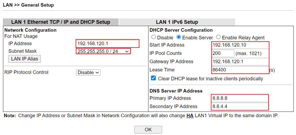 Điền IP DHCP