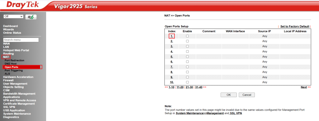 Nat Open Ports