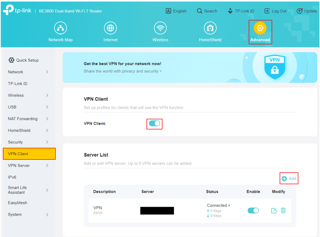 Kích hoạt VPN Client trên CUDY