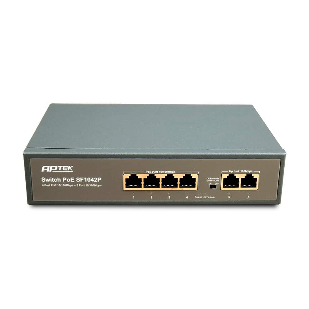 APTEK SF1042P: Bộ chuyển mạch PoE 4 cổng tốc độ 10/100Mbps