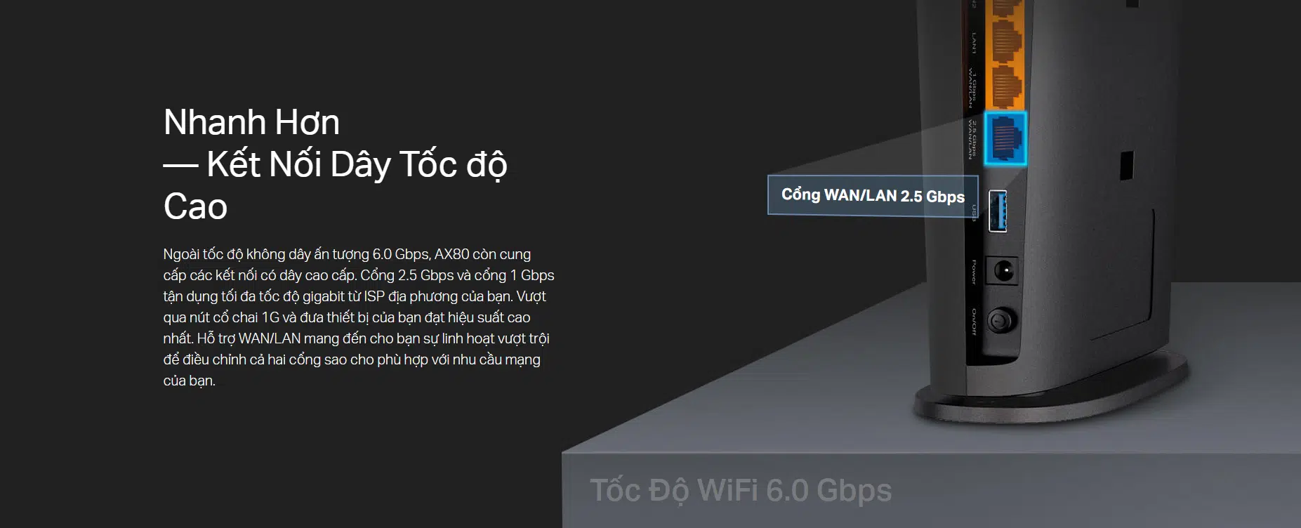 Kết nối linh hoạt với cổng WAN/LAN 2.5G