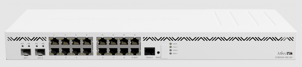 CCR2004-16G-2S+ với 16 port GbE, 2 port SFP+ 10Gbps