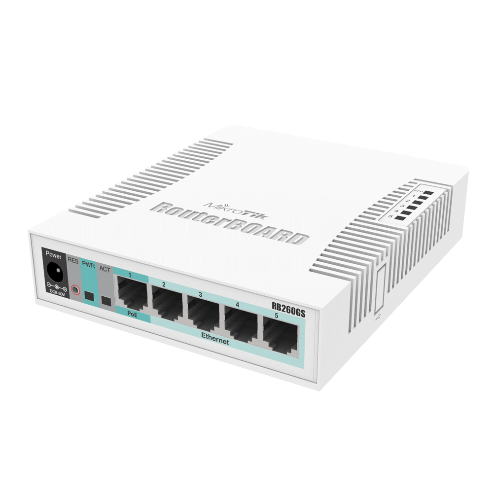 Bộ chuyển mạch Mikrotik CSS106-5G-1S – 5 Port Gigabit, Managed