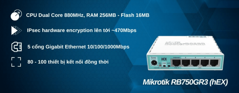 MikroTik RB750Gr3 CPU mạnh mẽ