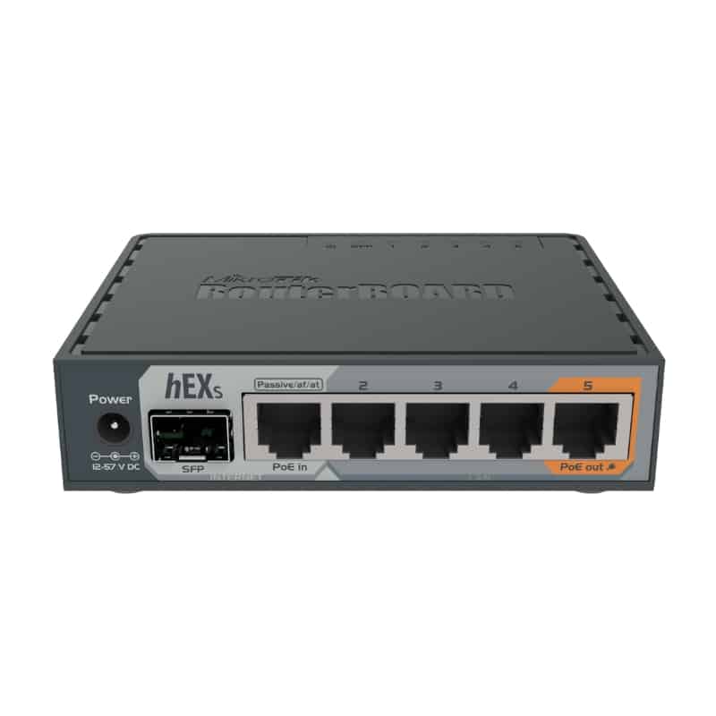 Router MikroTik RB760iGS (hEX S) – Cân Bằng Tải Gigabit, 80 User, 4 WAN, Tích Hợp 1 Cổng SFP Quang