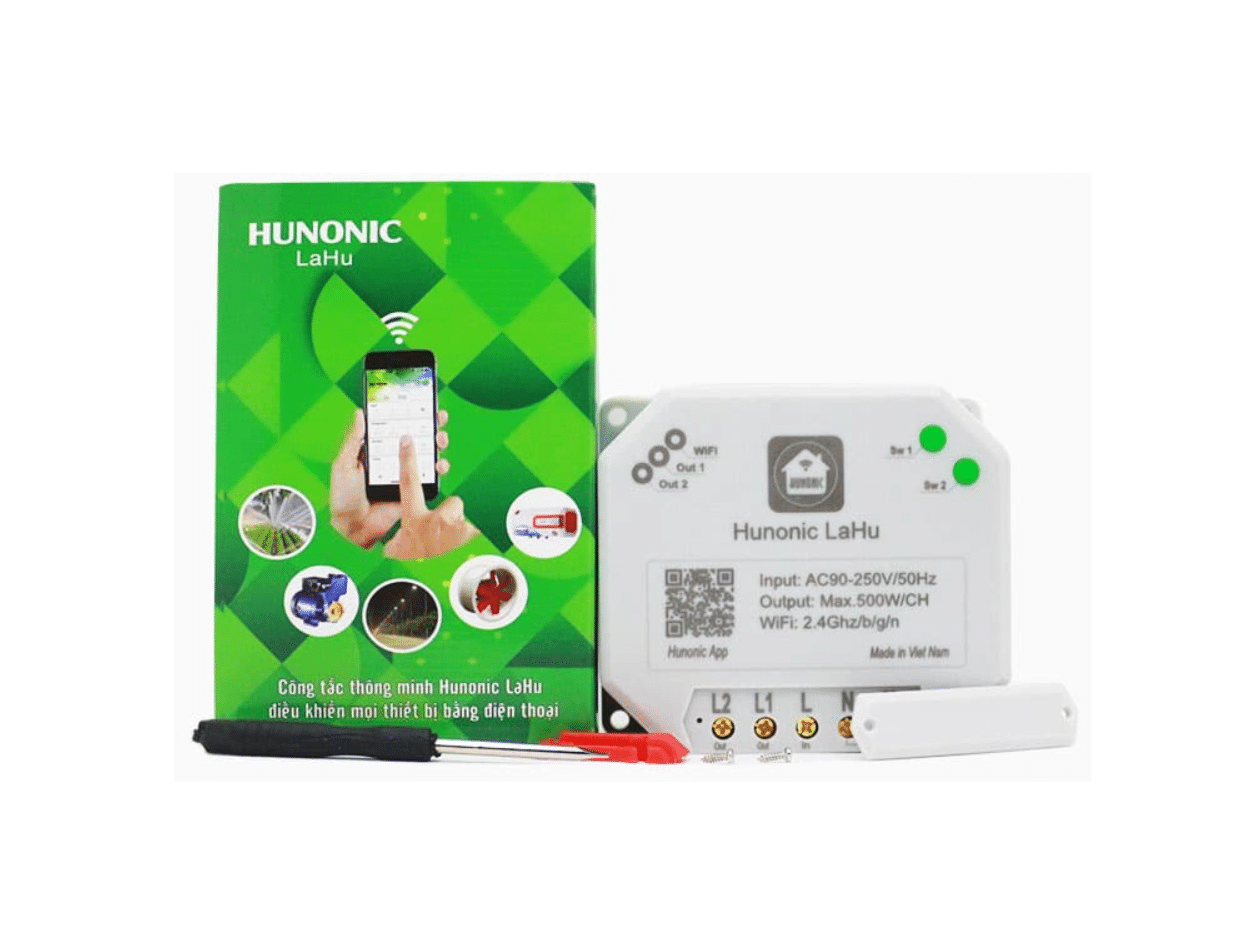 Công tắc thông minh Hunonic LAHU02 – Công suất 500W mỗi kênh