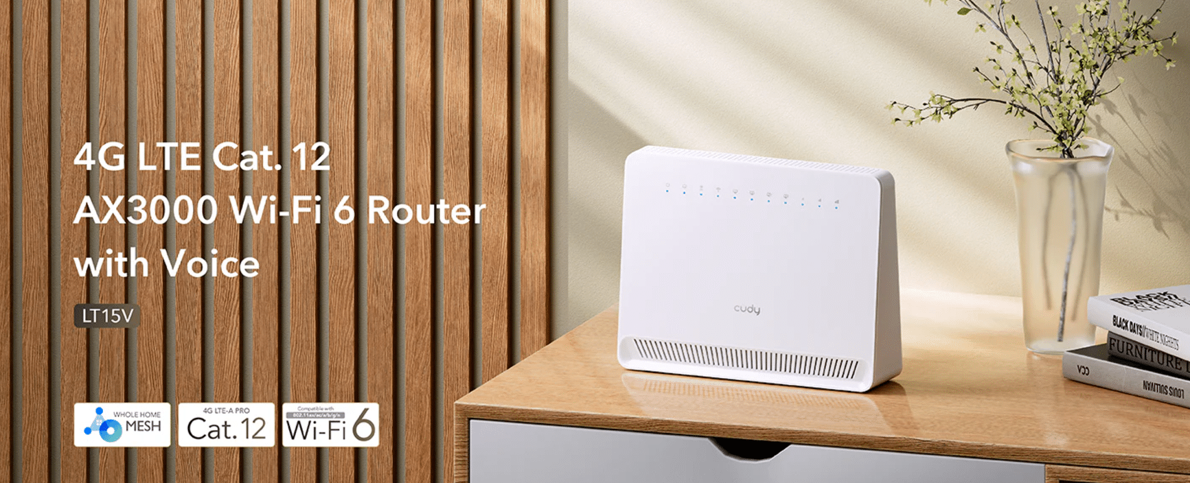 Bộ định tuyến 4G/LTE Cudy LT15V Công nghệ wifi 6 với 2 băng tần