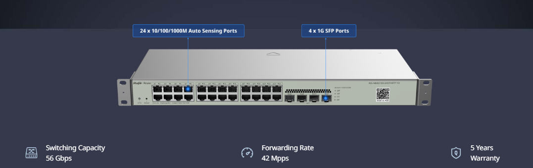 Ruijie RG-NBS3100-24GT4SFP – Switch 24 Cổng Gigabit