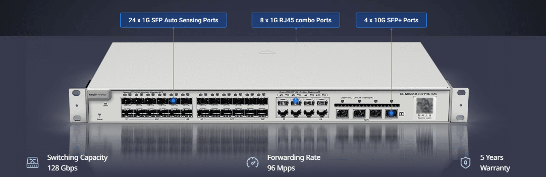 Ruijie RG-NBS3200-24SFP/8GT4XS – Switch 24 Cổng SFP