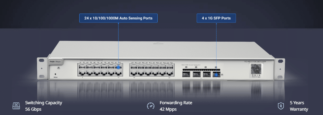 Ruijie RG-NBS5100-24GT4SFP – Switch 24 Cổng Gigabit