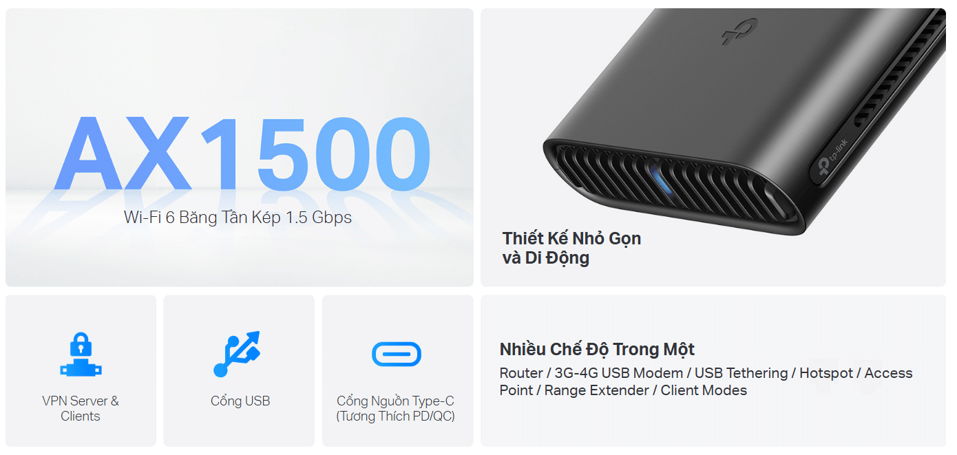 Bộ phát Wifi di dộng TP-Link TL-WR1502X các tính năng nổi bật