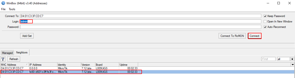 Đăng nhập vào Router Mikrotik