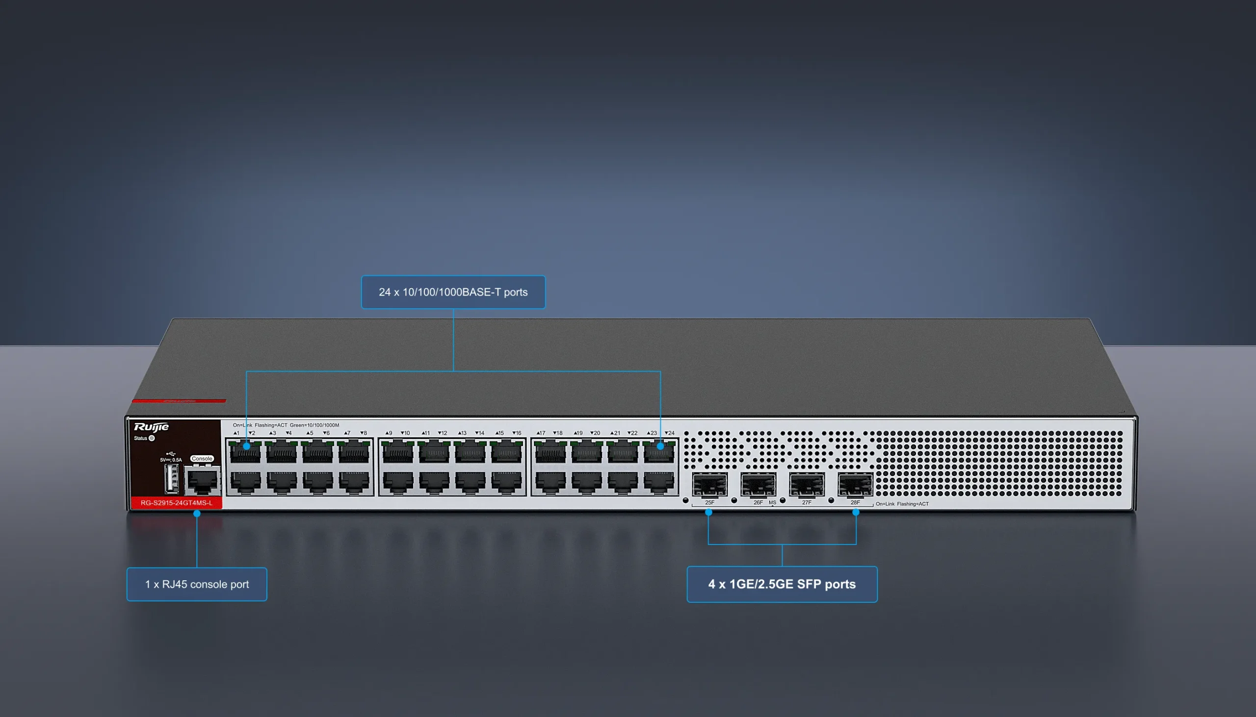 Ruijie RG-S2915-24GT4MS-L: Switch Ethernet 24 Cổng Quản Lý