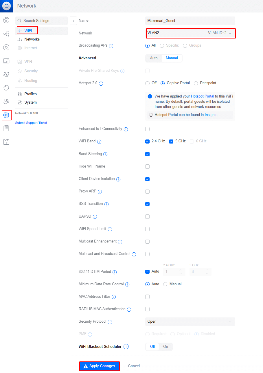 Tạo SSID có VLAN 