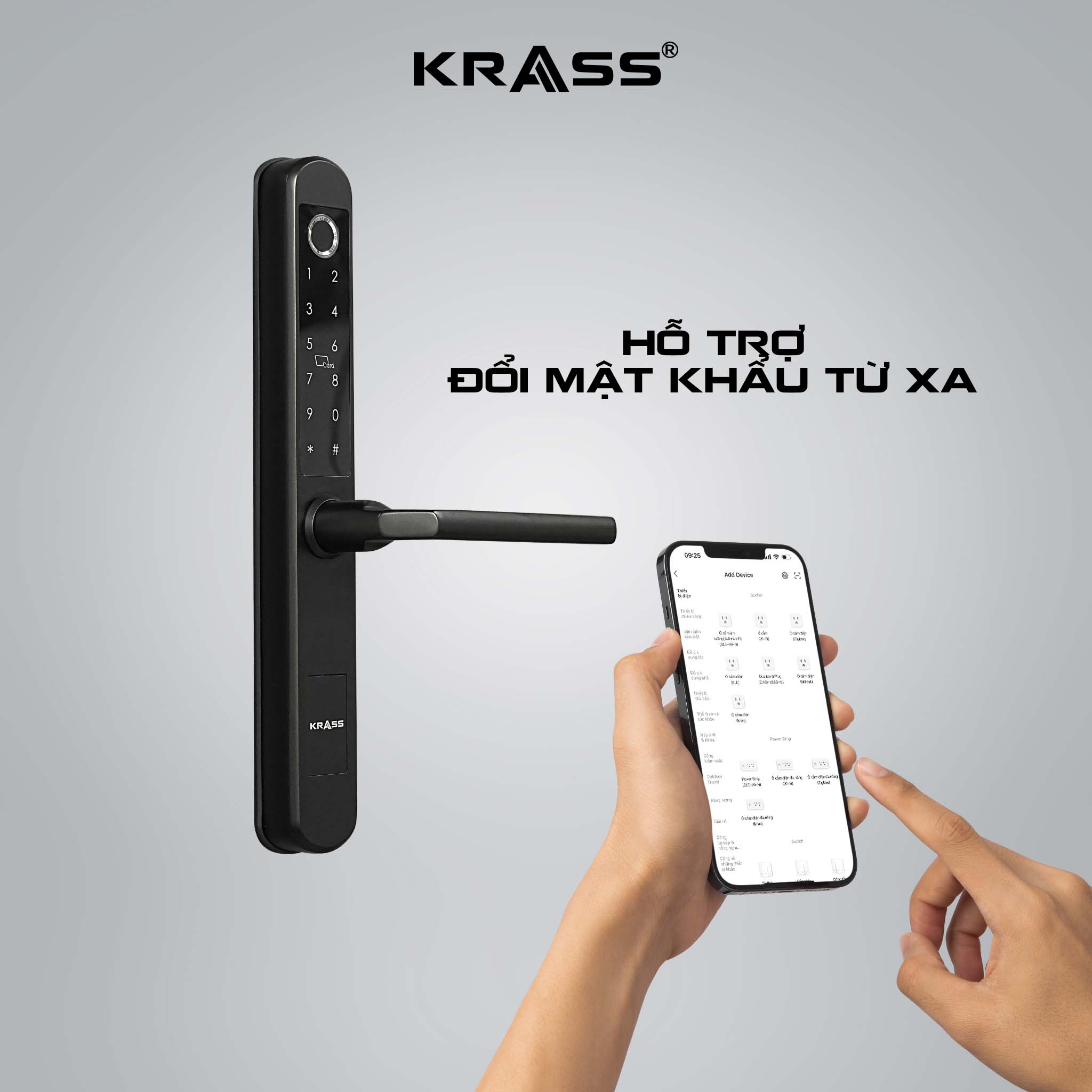 Khóa Cửa Nhôm Vân Tay Krass A210 - An Toàn Với Công Nghệ Vân Tay