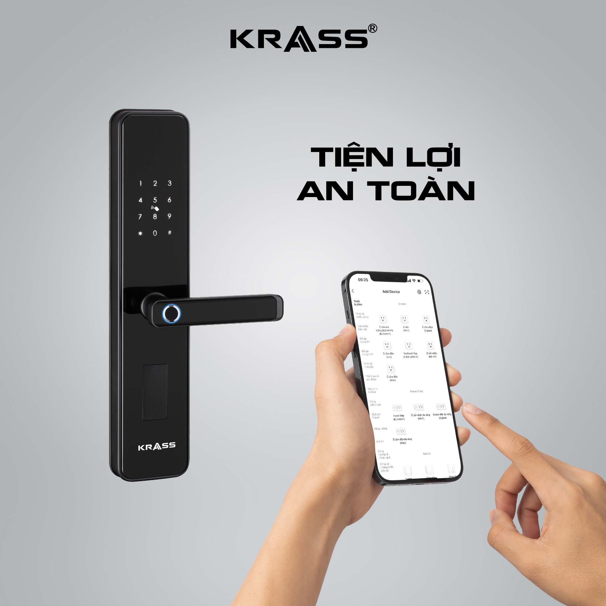 Khóa Cửa Thông Minh Krass H99 - Mở Khóa Tiện Lợi Bằng Vân Tay và Mật Mã