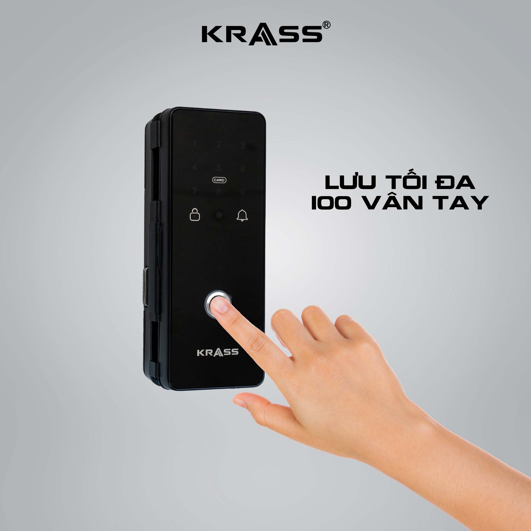 Khóa Cửa Vân Tay Thẻ Từ Krass K10 - An Toàn và Tiện Dụng Cho Cửa Kính