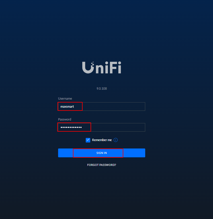 Login vào controller UniFi