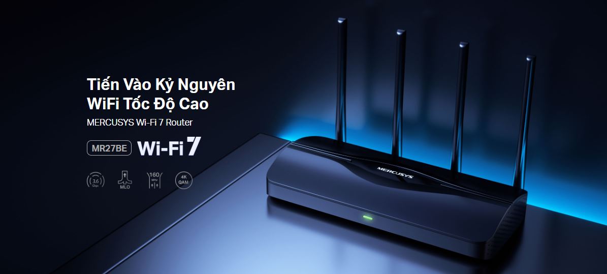 Bộ định tuyến Mercusys MR27BE - Wi-Fi 7 BE3600 Băng Tần Kép