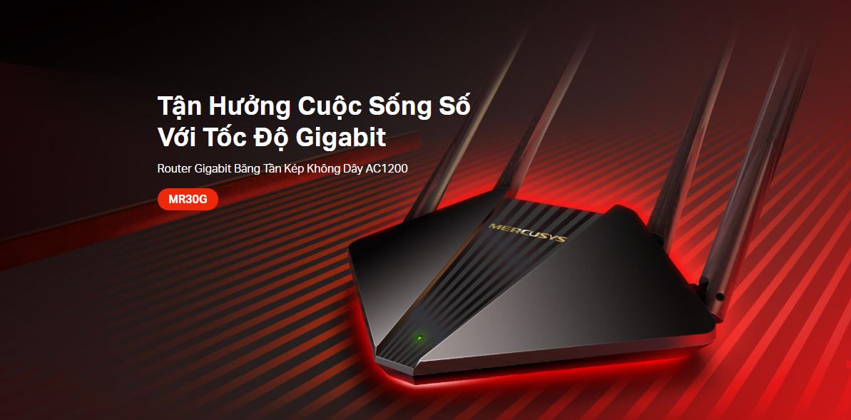 Router Mercusys MR30G - Bộ định tuyến Gigabit Băng Tần Kép Không Dây AC1200