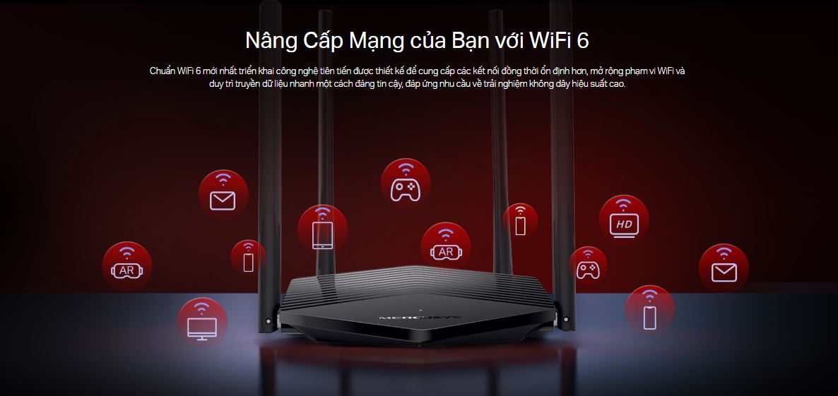 Router Mercusys MR60X - Bộ định tuyến WiFi 6 AX1500