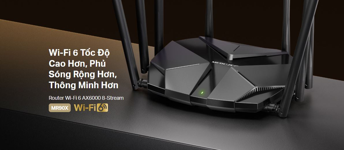 Router Mercusys MR90X - Bộ định tuyến Wi-Fi 6 AX6000 8 luồng