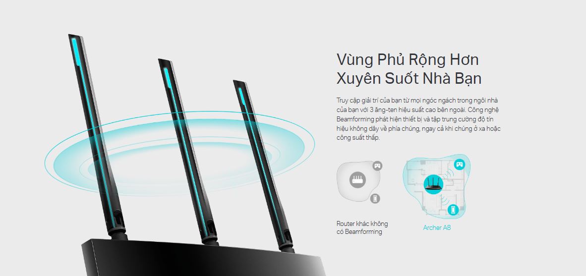 Router TP-Link Archer A8 - Bộ định tuyến Wi-Fi MU-MIMO AC1900