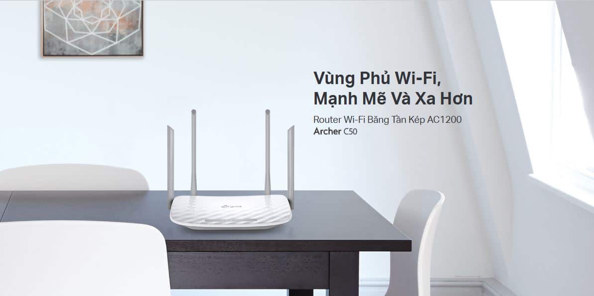 Router TP-Link Archer C50 - Bộ định tuyến Wi-Fi Băng Tần Kép AC1200