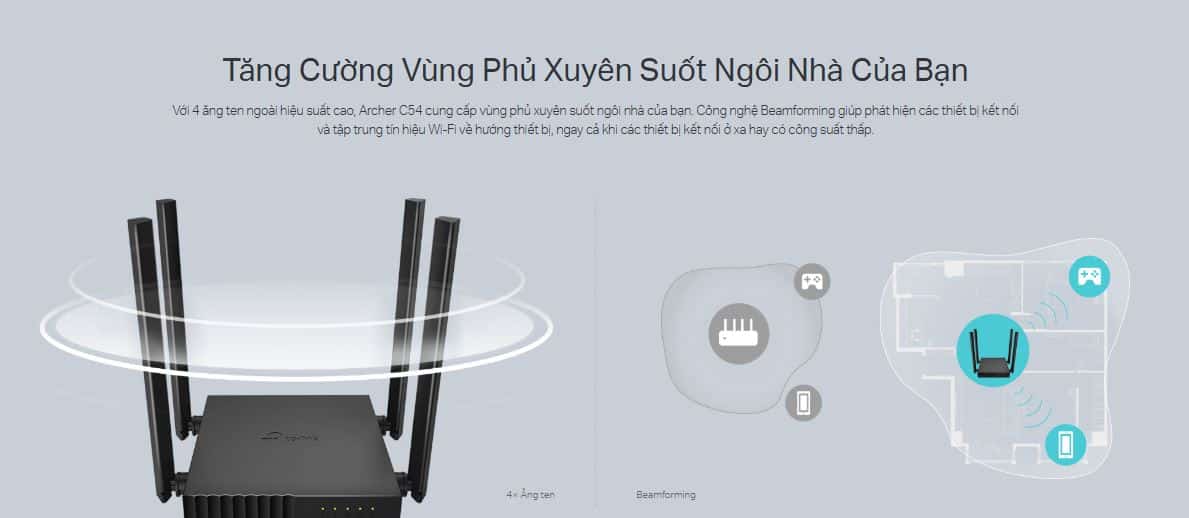 Router TP-Link Archer C54 - Bộ định tuyến Wi-Fi Băng Tần Kép AC1200