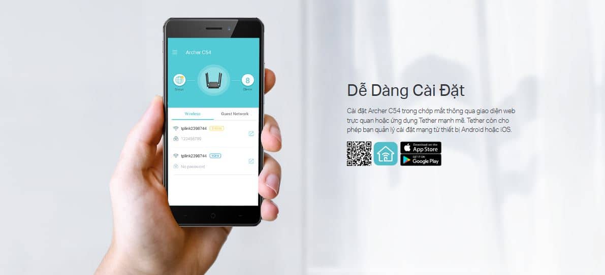 Router TP-Link Archer C54 - Bộ định tuyến Wi-Fi Băng Tần Kép AC1200