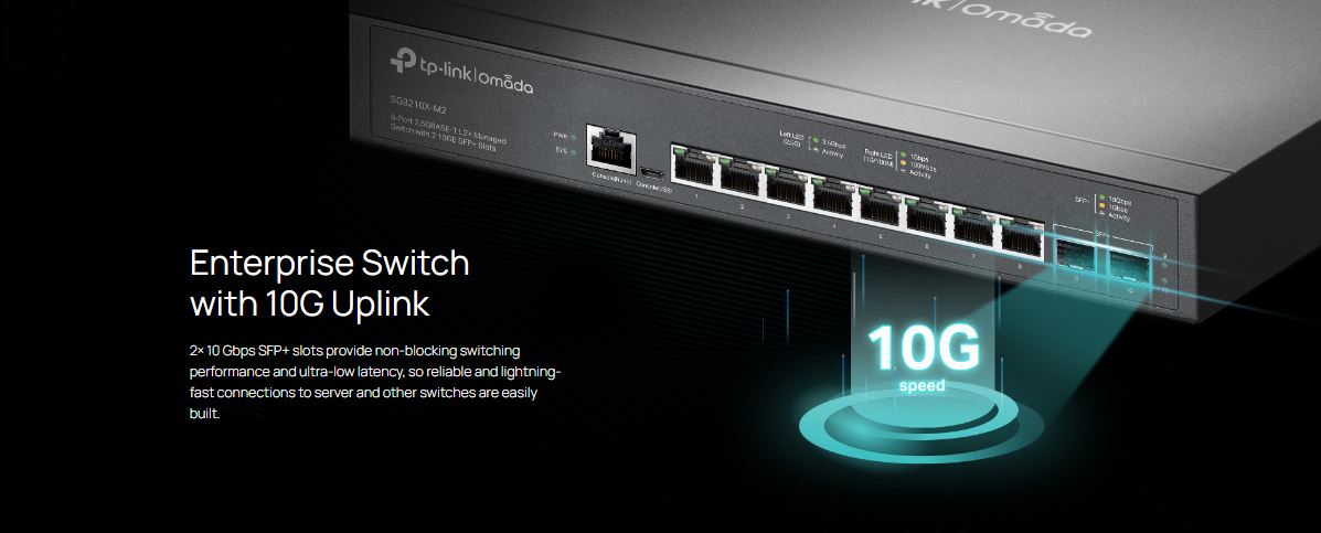 Thiết bị Switch Managed L2+ TP-Link SG3210X-M2 - Omada 8 cổng 2.5G