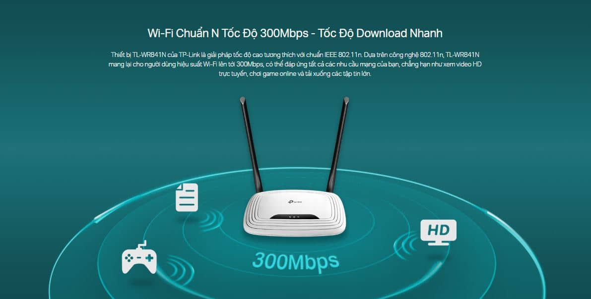 Router TP-Link TL-WR841N - Bộ định tuyến Wi-Fi Chuẩn N Tốc Độ 300Mbps