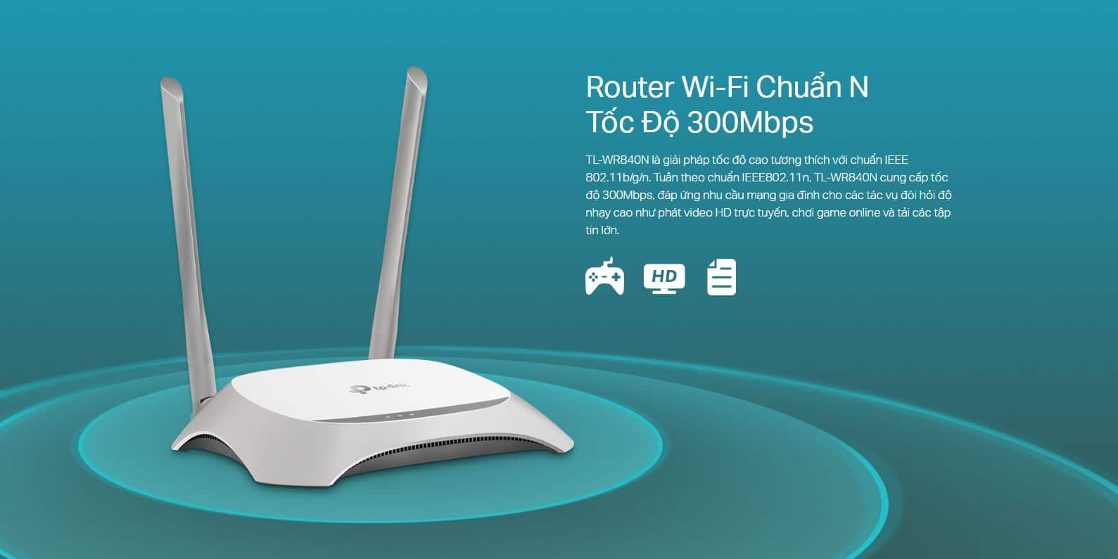 Router TP-Link TL-WR840N - Bộ định tuyến Wi-Fi Chuẩn N Tốc Độ 300Mbps