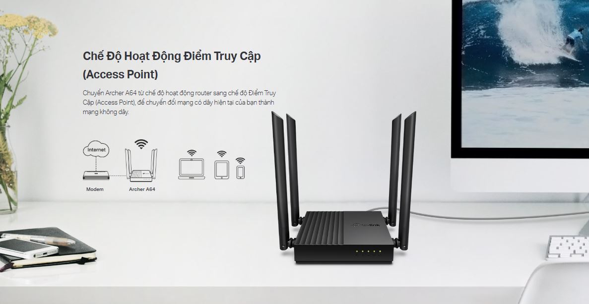 Router TP-Link Archer A64 - Bộ định tuyến WiFi AC1200 MU-MIMO