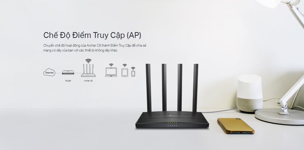 Router TP-Link Archer C6 - Bộ định tuyến Wi-Fi Gigabit MU-MIMO AC1200