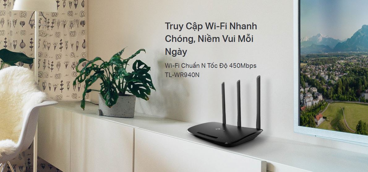 Router TP-Link TL-WR940N - Bộ định tuyến Wi-Fi Chuẩn N Tốc Độ 450Mbps