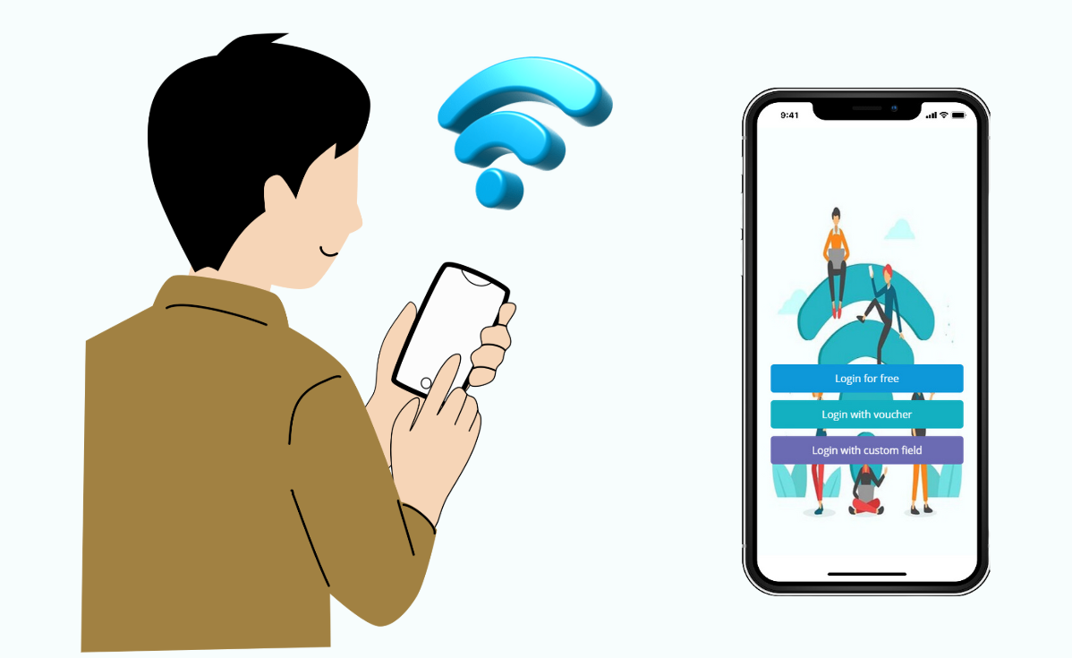 Người dùng truy cập vào wifi markerting